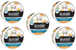 BOLDAIR Lot de 5 Pots 300g Gel Destructeur d'odeurs 8 Semaines Fleur d'oranger