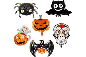 ELEDREME Halloween luftballons set, 6 luftballons halloween deko kinder, Enthält Spinne, Skelett, Fledermaus und kürbis deko Ballons, halloween accessoires Geeignet für halloween party Geburtstagspartys
