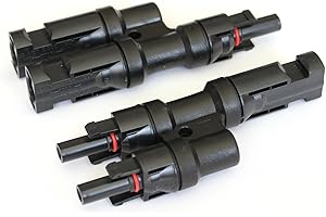 PHOTONIC UNIVERSE Pair of MC4 compatible T-branch cable connectors for solar panels and PV systems