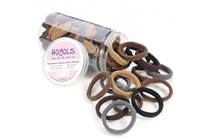 HOYOLS Soft Thick Seamless Cotton Hair Ties, Ponytail Scrunchies Head bands No Damage Crease for Women Girls Kids Poncytail Holder 100 Pieces (Brunette Brown Set)