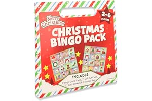 HENBRANDT 1 x Christmas Bingo Game Set - 6 Player Family Party Game Festive Holiday Entertainment Xmas Activity for Adults Children Fun Seasonal Celebration