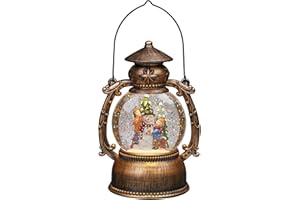 ‎HELLUM hellum LED Laterne, Schneekugel Weihnachten mit Schneemann Motiv, 14x20cm leuchtende Weihnachtslaterne mit Schneegestöber batteriebetrieben, Beleuchtung Weihnachten, 524321