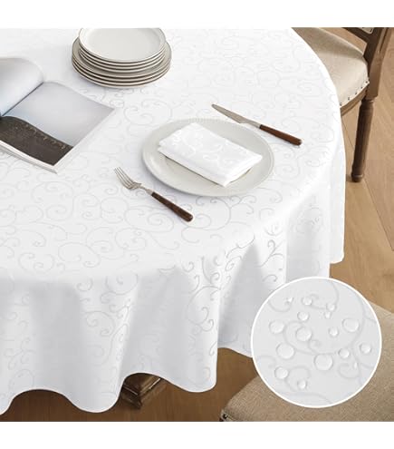 Univers Décor - Estelle Rond Vlekbestendig Tafelkleed - 160 Cm - 4 Tot 6 Couverts