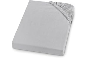 ‎SLEEPLING sleepling Flannelette Fitted Sheet, Made in Germany, 100% Cotton, Mattresses up to 23 cm High, All-Round Elastic, Oeko-Tex, Washable at 60 °C, 100 x 200 cm, Grey