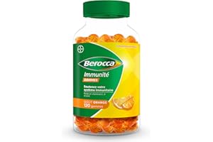Berocca® Immunité gommes - Multivitamines Complément alimentaire - 8 vitamines et minéraux - Dont vitamine C, D et Zinc - Soutient l'immunité au quotidien - Goût orange 120 gommes