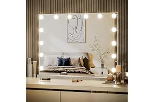 LIANWANG Hollywood lustro do makijażu z oświetleniem, lustro stołowe z 14 diodami LED, możliwość ściemniania, 3 temperatury barwowe, lustro ścienne z ekranem dotykowym, sterowanie dotykowe dla córki,