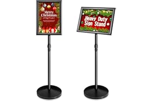 VAIIGO New A4 Heavy Duty Sign Holder Poster Stand, Adjustable Menu Display Stand Floor Standing Sign Holder with Cast Iron Base for Poster, Menu, Ads, Sales, Notice, Signage Display Stand (A4, Black)