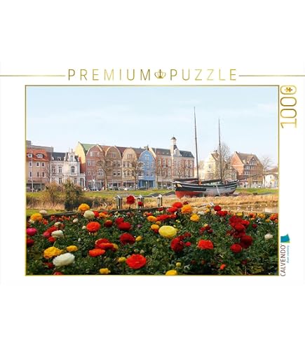 Lais Puzzle Sandschneise im Wattenmeer in Cuxhaven mit der Kugelbake, einem historischen Hilfsmittel am nördlichsten Punkt Niedersachsens, im Hintergrund 1000 Teile