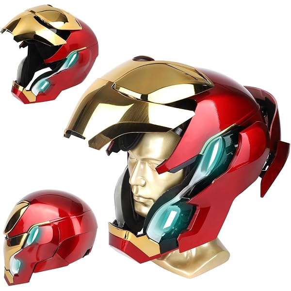 beeken iron man helmet mask MXXYM 1:1.MK5 Full Face Electric Open and Close Portable Halloween Birthday with Touch Control A Voice Iron Man Toys Bell Array Review | Color:Black Magic/Chartreuse Step into the iconic Five Nights At Freddy'S