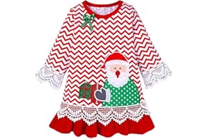 Psafagsa Robe de noël pour bébé Fille Robe de Nuit à Père Noël Longues Manches pour bébé Fille vêtements de noël 1-5 Ans