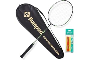 KUMPOO Badminton Racket Professional, Carbon Fiber Badminton Racket Set with Grip & Racket Bag, Pro Badminton Racket Racquet Lightweight for Beginner Trainning Sports Games