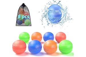 ALAFLY 8 Pcs Ballons a Eau Réutilisable [Remplissage Rapide D'une Seule Main] Ballon d'eau à fermeture Automatique pour Enfants/Adultes, Jouets D'été pour Enfants de 3+, Sans aimant & Sécurité
