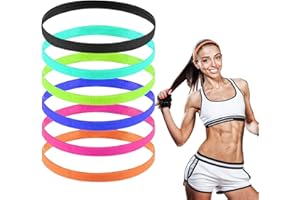PEYSAITR Non-Slip Sports Headbands, 6PCS Mini Sweatband Sports Headband for Boys Slim Silicone Grip Sport Hair Band, Thin Football Headbands for Football Running Yoga Workout, 6 Colours