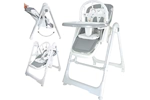 Twinly - Seggiolone Evolutivo 3 in 1 Movity: Seggiolone Pappa con Funzione Altalena e Dondolo per Neonati (0m+ - 15kg) Pieghevole e Regolabile Cintura di Sicurezza 5 Punti (Grigio, Movity Pro)