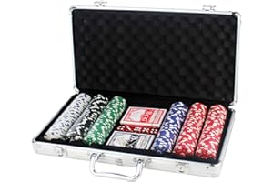 MASMAS Set de Poker/Póquer, Texas Holdem, Blackjack Completo con Maletín de Aluminio, Juego de Fichas Plástico, Mini Casino Portátil, Accesorios de Baccarat, Juegos de Mesa y Entretenimiento