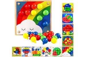 ENIKMOSD Mosaik Steckspiel ab 2 3 4 5 Jahre,Holz Steckspiel Montessori Spielzeug für Kinder,Kinderspiele zum Farbenlernen Pädagogisches Lernspielzeug Geschenk für Kinder Mädchen Jungen