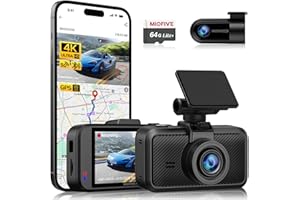 Miofive 4K+2K Dual Dash Cam Front and Rear, Pre-installed 64GB Card, 5GHz Wi-Fi Bluetooth GPS, 3" IPS Screen, HDR Night Vision, 24H Parking Mode, AI Start & UK Speed Camera Detection