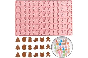 Orapink 1 Molde de Silicona de Navidad para Chocolate, Hombre de Jengibre, árbol de Navidad, Papá Noel, Calcetín de Navidad, Muñeco de Nieve y Campana, Moldes de Caramelo de Chocolate 3D para Navidad