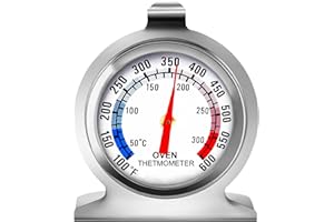 LINKHOOD Termometro da forno 50-300°C/100-600°F, forno, barbecue, friggitrice, affumicatore, termometro analogico, lettura immediata, in acciaio inox, per cucina (1)