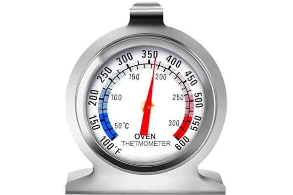 Thermomètre de four 50-300 °C/100-600 °F Thermomètre de four pour four, barbecue, friteuse, fumoir Thermomètre analogique à lecture instantanée en acier inoxydable pour cuisine (1)