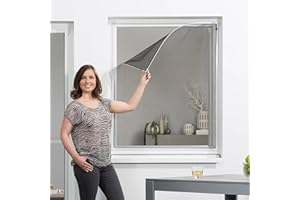 empasa Fliegengitter Fenster Magnet 'EASY' Insektenschutz Magnetfenster flexibler Magnetrahmen mit umlaufendem selbstklebendem Magnetstreifen in 130 x 150 cm, 100 x 120 cm, weiß
