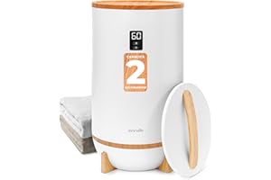 SereneLife Scaldasalviette Elettrico Bagno a Tocco Singolo in bambù con Supporto per Profumazione e LED, Scaldasalviette Bagno Grande per Coperte e Asciugamani