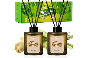 SCENTORINI Luftfräschare med doftpinnar, citronella, 2 x 150 ml, vasdiffusor, med 12 rottingstavar, luftfräschare, doftande v
