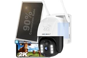 GENBOLT LTE Kamera Zewnętrzna 4g z Baterią, PTZ 4G Kamera Słoneczna z Kartą SIM, Kamera IP Zewnętrzna Brak WiFi, Zewnętrzna Kamera Monitoringu 8W 15600mAh Wykrywanie PIR, Kolorowe Widzenie Nocne