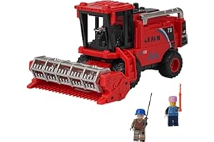 runpeak Combine Harvester Toys - Tractor Pretend Toy with 2 dolls, Farm Toys Moved by Inertia, Realistic Combination Harvester for Kids Toy, Simulating Wheat Cutting Scenes (Red)