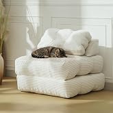 Single Sofa Bed Tatami Type Folding Floor Layout,Beige | Unstructured, with folding mattress, includes backrest and pillow, i