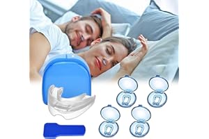 RUTIDA Anti snoring Device, 5 PCS Snore Stopper Mouthpiece Anti Snoring Nose Clip Nasal Dilators, Anti Snore Mouth Guard Sleeping Aid Relieve Snore for Men and Women