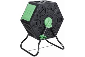 WESTMANN Humus Composteur à tambour en plastique, rotatif 60 l, mobile pour déchets de jardin, rotatif à 360 °, ménage le dos et peu encombrant, vert, 60 x 74 x 36 cm