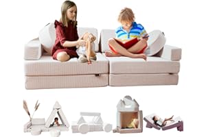 TIPICHOU Divano modulare per bambini – transformable in divanetto letto a 2 posti per bambino o bambina, area giochi, poltrona, materasso da pavimento, regalo bambini, Possibilità di gioco infinite (Bianco)
