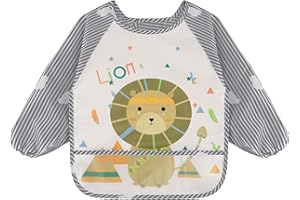 Vancle Bavaglini con Maniche Lunghe, Bambini Bavaglino Impermeabile, Sottile Leggere Grembiule Pappa Svezzamento per Dipingere, Giocare e Mangiare 12-36 Mesi