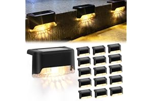 Ozonlife Lot de 16 Lampes Solaires, Eclairage LED Lumiere Solaire Exterieur, IP65 Étanche, Éclairage pour Chemins Escalier Clôture Terrasse Jardin Décoration, Blanc Chaud