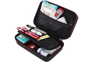 BOVKE Reisekoffer für Diabetikerbedarf, Aufbewahrungskoffer für Insulinpens, Blutzuckermessgeräte,Teststreifen, Medikamente, Lanzetten, Spritzen, Pen-Nadeln und anderes Diabetiker-Testzubehör,Schwarz