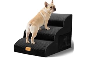 Thihome Escalier pour chien pour petits chiens, escalier pour animaux de compagnie à 3 marches, escalier en mousse haute densité pour chien de 40 cm de haut, escalier pour chien avec housse lavable