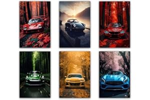 NEBULANOVA Supercar Posters Moderne Voiture Impressions sur Toile Voiture de Sport Décoration Murale Voitures Esthétiques Mur Art Mural pour Garçons Maison Chambre Bureau Dortoir Décoration de Chambre (6pcs
