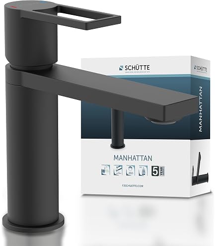 IMEX Einhebelmischer Für Waschbecken – Serie Dänemark In Schwarz Matt, Mit Keramik-Kartusche