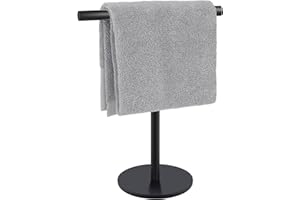 MUTCLORD Hand Towel Holder Free Standing with Heavy Base, SUS304 Stainless Steel T-Shape Hand Towel Rack-Stand for Bathroom, Kitchen, Vanity Countertop, (Matte Black)