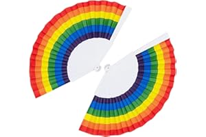 ISOI LGBT 2 PCS Rainbow Fans, Pride Accessories, Foldable Gay Pride Fan, Progress Pride Rainbow for Transgender Bisexual Lesbian Asexual Parade Festival Decorations and Celebration