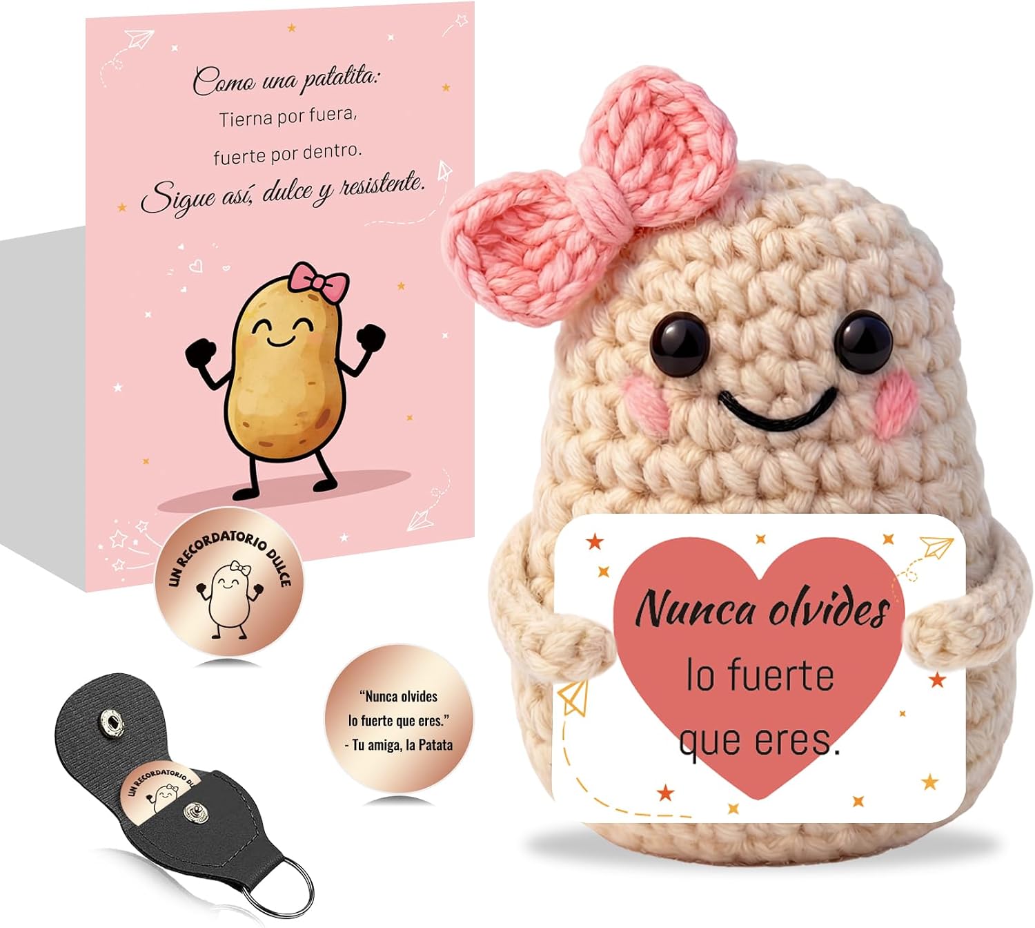 Szhhrxi Regalo Madre - Muñeco de Patata con Energía Positiva – Amuleto de la Suerte Hecho a Mano con Tarjeta Motivadora | Regalo Dia de la Madre, Regalos Mamá cumpleaños - Gifts for Mom (Patata)