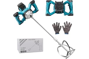 HEBERUCK Mezclador de mortero de color compatible con batería Makita, sin escobillas, mezclador de mortero de color con batidor de 10–15 cm de diámetro (6 marchas, máx. 680 r/min, sin batería)