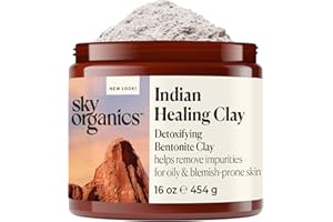 Sky Organics Argile Réparatrice Indienne 450g, 100 % Pure Et Naturelle Argile Bentonite De Qualité Thérapeutique, Pour Détoxifier, Purifier Et Nettoyer