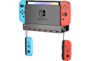 SOKUSIN Supporto da Parete Compatibile con Switch e Switch OLED - Supporto in Salvaspazio con Ganci per Joy-Con e 6 Slot per Schede di Gioco, Scaffale Adatto a Soggiorno e Camera da Letto