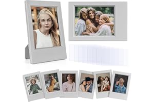 HIYQIN Cadres photo 2x3 pouces, 8 Pcs mini cadres photo avec film protecteur transparent - pour photos Instax Mini EVO/12/11/Liplay/41/40/99/SE/9/8/7+, pour film Polaroid 3 pouces (Gris)
