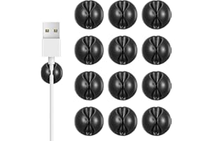 Bewudy 12 sztuk uchwytów do kabli, samoprzylepny, do ładowania na biurko, organizery do prowadzenia kabli USB, kabla sieciowego, kabla audio, biurka