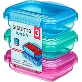 Sistema Lunch Food Storage Containers | 200ml | Small Snack Tubs | BPA Free | Assorted Colors | 3 Count