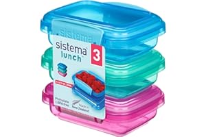 Sistema Lunch Food Storage Containers | 200 ml | Small Snack Pots | BPA-Free Plastic | Assorted Colours | 3 Count