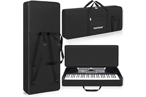 FREEAMG 61 Key Keyboard Gig Bag Case, Heavy Duty 600D Oxford Electric Keyboard Piano Soft Bag with 10mm Padding, Portable Electric Keyboard Case for Digital Electric Piano (Black)